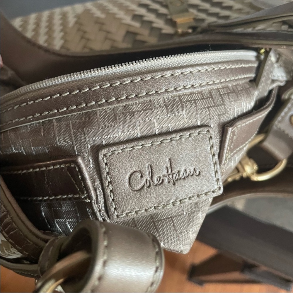 Cole Haan purse bag, satchel, metallic earthtones, new trending braided handles - Picture 8 of 14